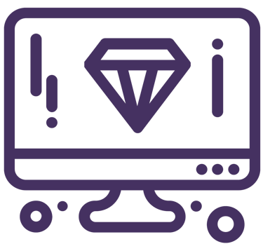 Ícone de monitor de computador exibindo um diamante.