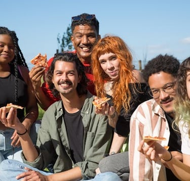 people eating pizza