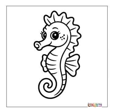 seahorse coloring page for kids