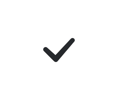 A minimalist dark grey checkmark icon centered on a solid black background.