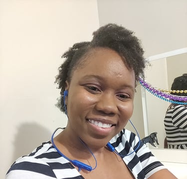 a woman with a headphones on her headphones