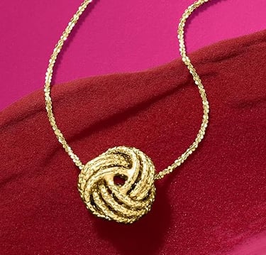 Prom Idea Italian 14kt Yellow Gold Textured Love Knot Necklace