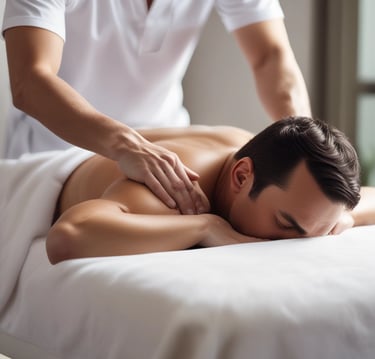 a man getting a massage at a massager