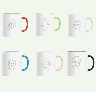 mugs personnalisés avec portraits simples de toute al famille