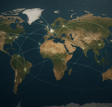 Map of the world showing that lessons can be taken online from any location