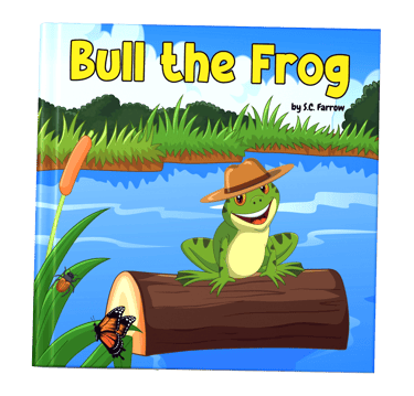 Cover of a colourful childrens picture book featuring a smiling frog wearing a hat
