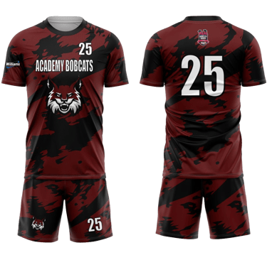 a soccer jersey with a red and black camo print