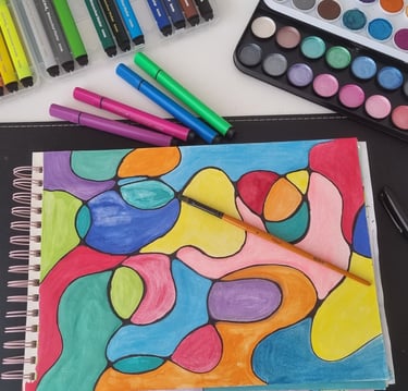 neurographic art in rainbow colors