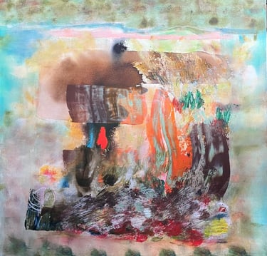Fireside with mo- acrylic on canvas, — Nikki Kelly