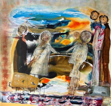 Waiting for the blood moon-top of roys peak- acrylic on canvas, — Nikki Kelly