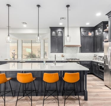 Stylish kitchen update with engineered quartz surfaces and professional-grade appliances