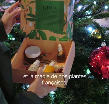 a person holding a box with a box of cosmetics