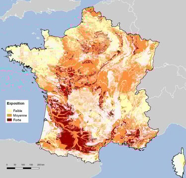 Loi Elan : Carte des formations argileuses en France