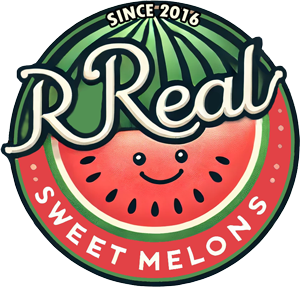 Logo a watermelon with the words r r real sweet melons