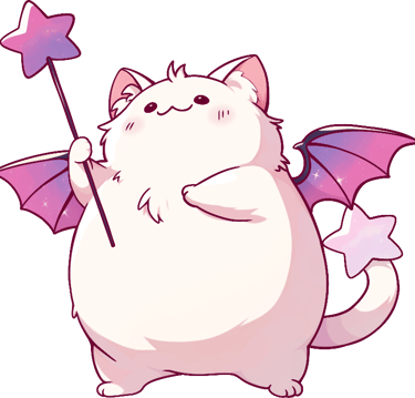 White Magic Cat from Star Sticker holding a wand