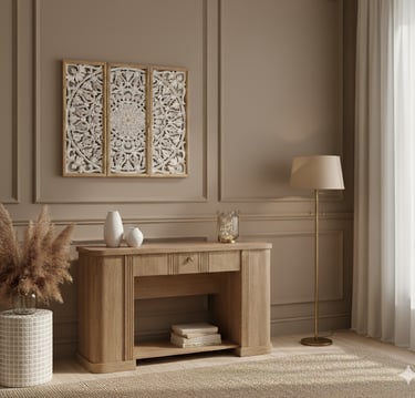 Elegant Wooden Wall Panel — Vintage White Art for a Cozy Living Room ✨