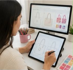 Diseñador utiliza una tableta y un lápiz para crear ilustraciones.