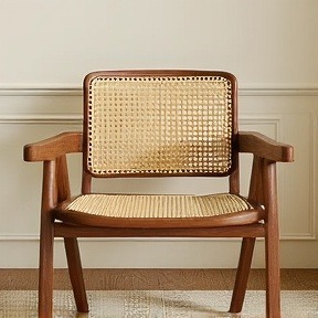 interior decor'' Wooden Dining Chairs Set of 1 Mid Century Modern Rattan Dining