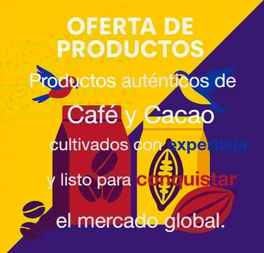 Oferta de productos premium: café y cacao colombianos para exportación
