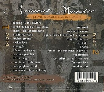 Stevie Wonder Natural Wonder album back cover