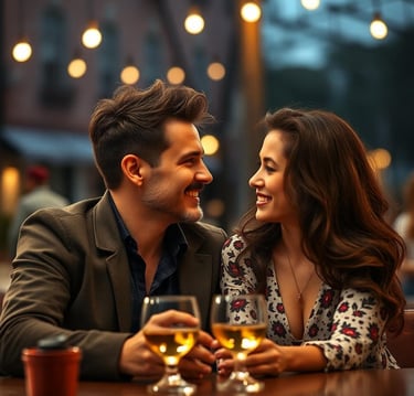 man and woman on a date