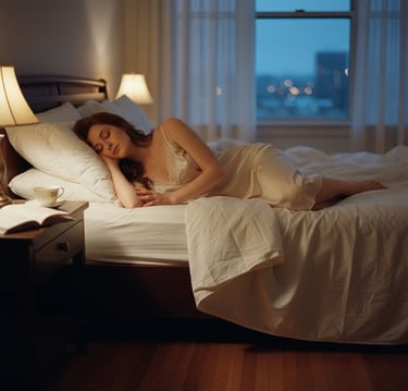 woman getting some rest laying down in her bed