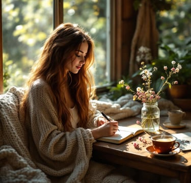 a woman journaling in a notebook