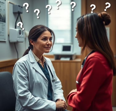 a doctor and a woman in a doctor's office