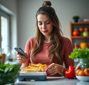 a woman counting calories