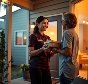 woman delivering food to someone's house