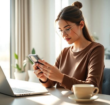 woman using an app on her cell phone