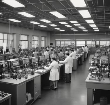 a group of people working in a lab