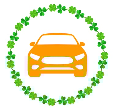 Car icon inside of clover border