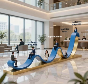 Illustration of AI automation processes connecting various digital marketing tools seamlessly.