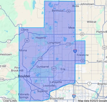 All the locations around Boulder County that I serve as a handyman