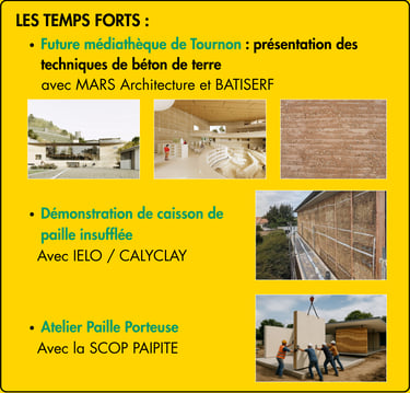 Visuel du village de L’éco-construction de CUP26 - Zoom sur les trois temps forts