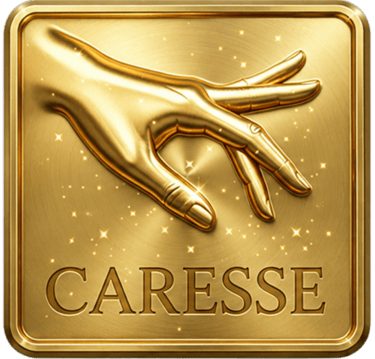 Symbole d'une main délicate dorée pour la catégorie sensualité, contact, toucher et masturbation mutuelle