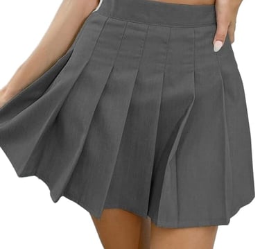Grey platted mini skirt for women