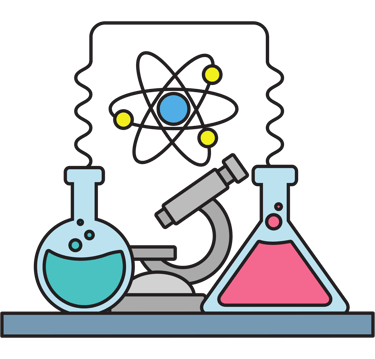 "Chemistry tuition icon featuring a beaker and chemical elements for personalized learning."