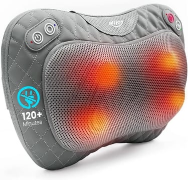 ALLJOY Cojín de Masaje Inalámbrico, Masajeador Cervical y Espalda Shiatsu con Calor