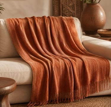 Afro Bohemian Living Room Throw Blanket – Terracotta Knit Accent for Cozy Earth Tone Decor. Eftelt Home Decoration