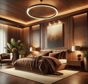 Contemporary interior design with modern furniture and elegant textures.