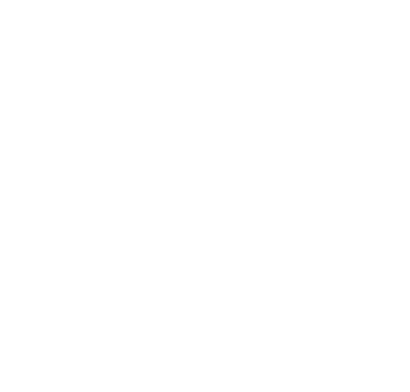 Logo minimaliste de feuilles blanches en forme circulaire sur un fond noir uni.