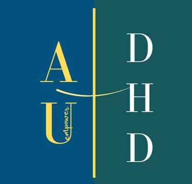 AuDHD neurodiversity logo featuring the word empower with Au and ADHD text.