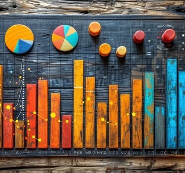 imagem mostra um gráfico de listas coloridas.