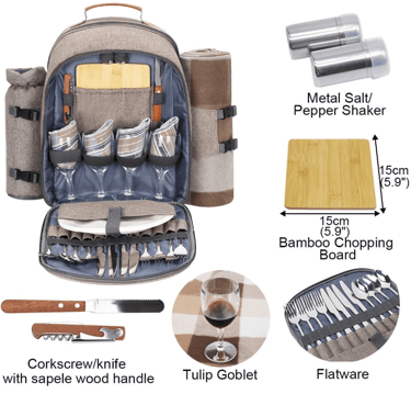 a backpacker's backpacker with a picnic set up