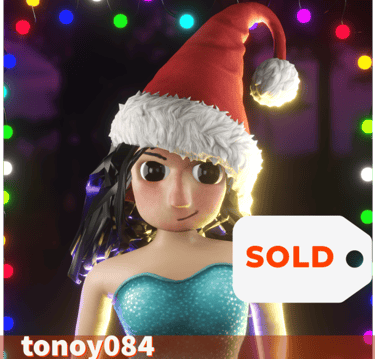 a woman in a santa hat and a santa clause hat CNFT/NFT by rwiat-nfts SOLD