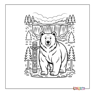 Standing bear coloring template woodland animal for toddlers