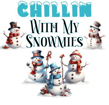 a group of snowmen with a black background