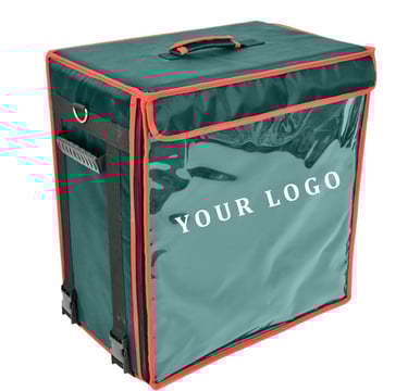 a large black with green color delivery bags perfect for courier boys